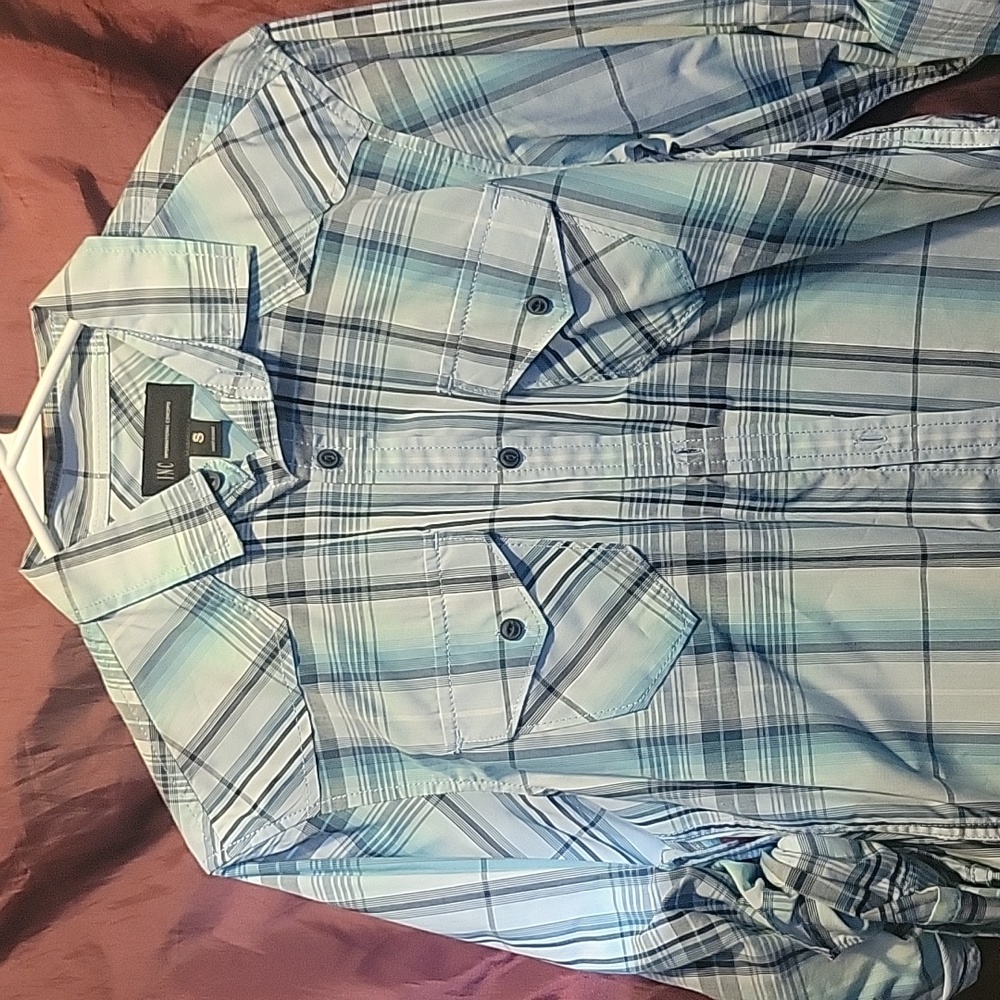 I.N.C long sleeve button-up plaid sz SM